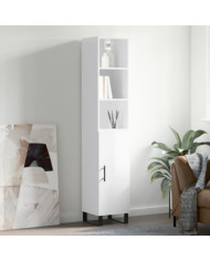 Buffet haut Blanc brillant 34,5x34x180 cm Bois d'ingénierie | Mobilier & Déco