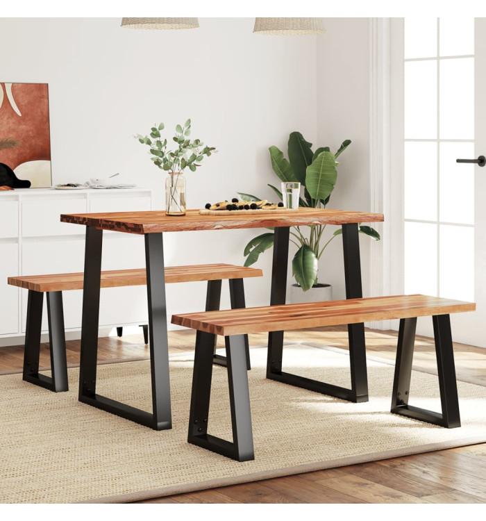Ensemble à manger 3 pcs avec bord vivant bois massif d'acacia | Mobilier & Déco