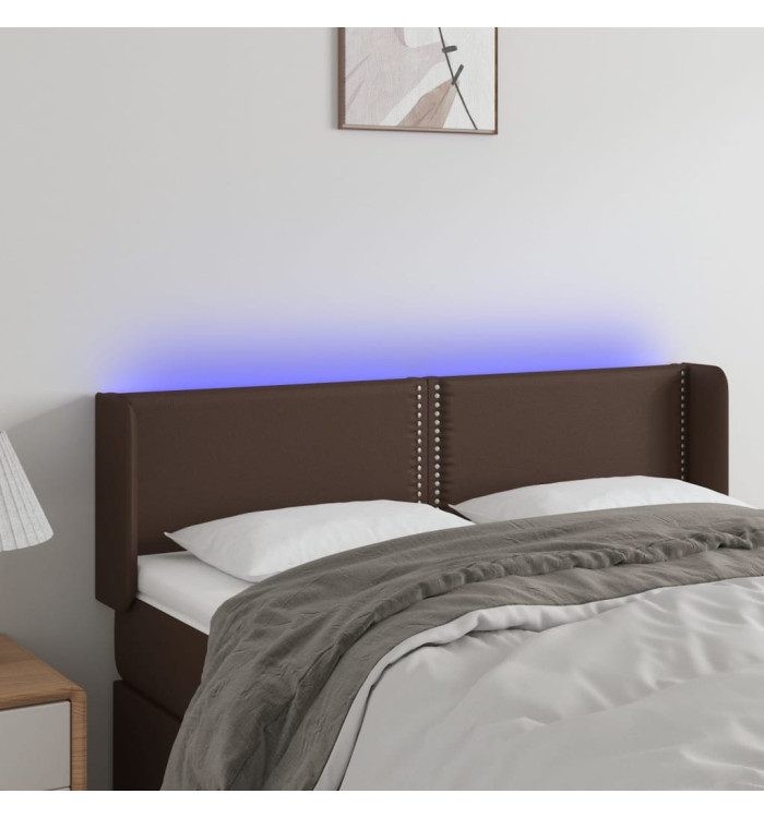 Tête de lit à LED Marron 147x16x78/88 cm Similicuir | Mobilier & Déco