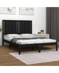 Cadre de lit sans matelas noir 120x190 cm bois massif | Mobilier & Déco