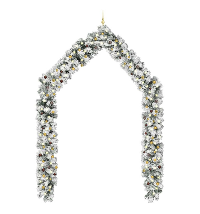 Guirlande de Noël avec LED et boules Vert 20 m PVC | Mobilier & Déco