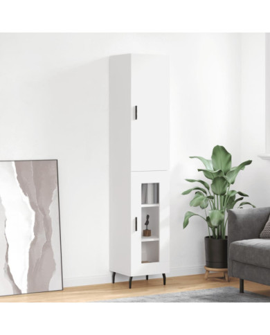 Buffet haut Blanc 34,5x34x180 cm Bois d'ingénierie | Mobilier & Déco