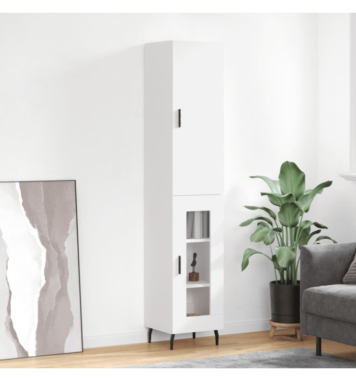 Buffet haut Blanc 34,5x34x180 cm Bois d'ingénierie | Mobilier & Déco
