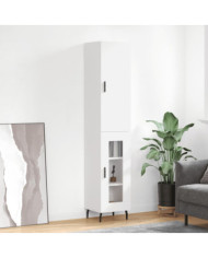 Buffet haut Blanc 34,5x34x180 cm Bois d'ingénierie | Mobilier & Déco