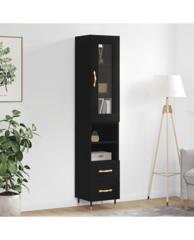 Buffet haut Noir 34,5x34x180 cm Bois d'ingénierie | Mobilier & Déco