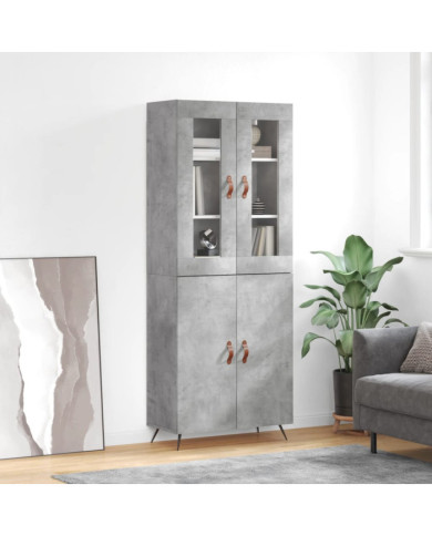 Buffet haut Gris béton 69,5x34x180 cm Bois d'ingénierie | Mobilier & Déco