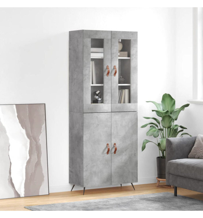 Buffet haut Gris béton 69,5x34x180 cm Bois d'ingénierie | Mobilier & Déco