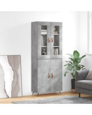 Buffet haut Gris béton 69,5x34x180 cm Bois d'ingénierie | Mobilier & Déco