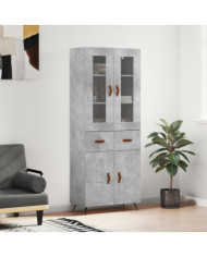 Buffet haut Gris béton 69,5x34x180 cm Bois d'ingénierie | Mobilier & Déco