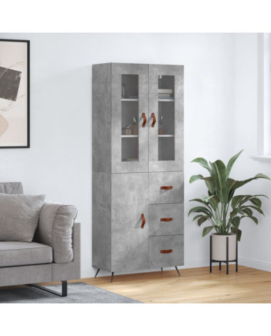 Buffet haut Gris béton 69,5x34x180 cm Bois d'ingénierie | Mobilier & Déco