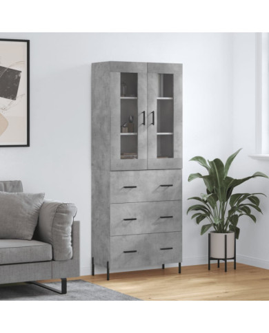 Buffet haut Gris béton 69,5x34x180 cm Bois d'ingénierie | Mobilier & Déco