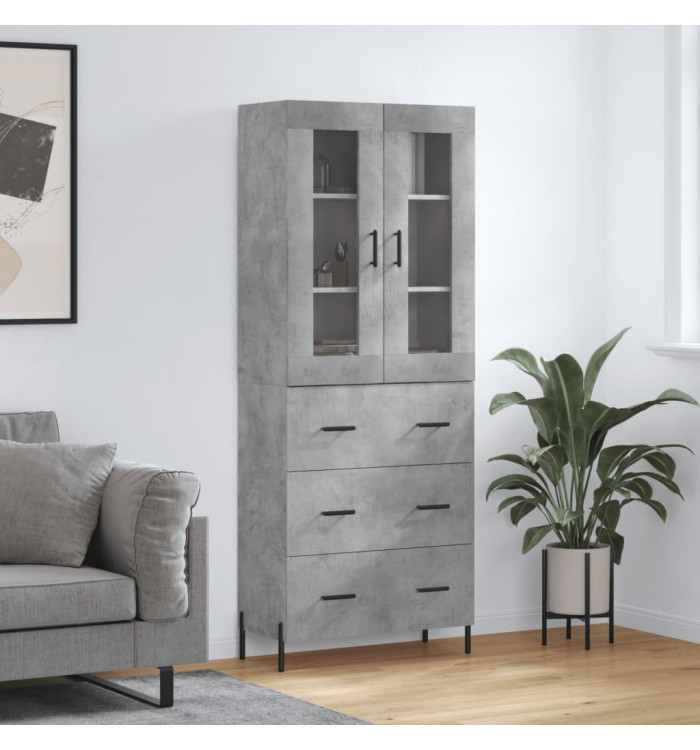 Buffet haut Gris béton 69,5x34x180 cm Bois d'ingénierie | Mobilier & Déco