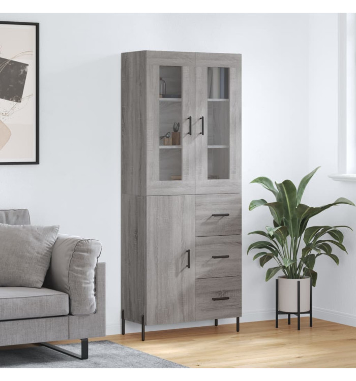 Buffet haut Sonoma gris 69,5x34x180 cm Bois d'ingénierie | Mobilier & Déco