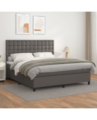 Sommier à lattes de lit avec matelas Gris 160x200 cm Similicuir | Mobilier & Déco