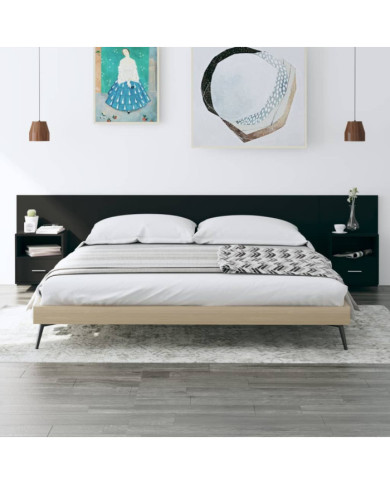 Tête de lit avec armoires Noir Bois d’ingénierie | Mobilier & Déco