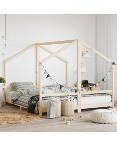 Cadre de lit pour enfants 2x(90x200) cm bois de pin massif | Mobilier & Déco