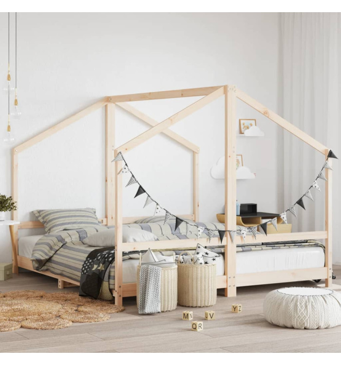 Cadre de lit pour enfants 2x(90x200) cm bois de pin massif | Mobilier & Déco
