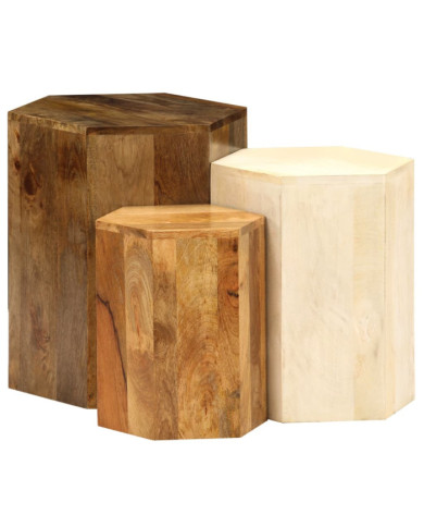 Ensemble de table basse 3 pcs Bois de manguier massif | Mobilier & Déco