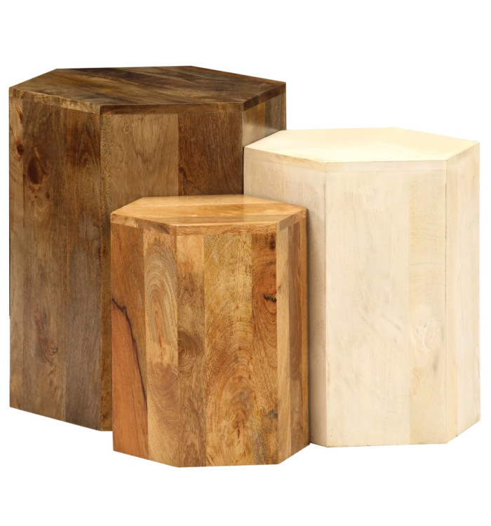 Ensemble de table basse 3 pcs Bois de manguier massif | Mobilier & Déco