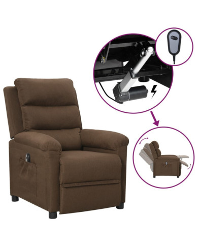 Fauteuil inclinable électrique Marron Tissu | Mobilier & Déco