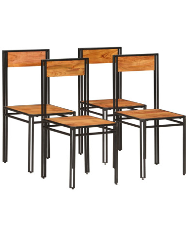 Chaises à manger lot de 4 bois d'acacia massif | Mobilier & Déco