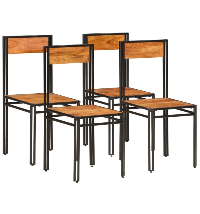 Chaises à manger lot de 4 bois d'acacia massif | Mobilier & Déco