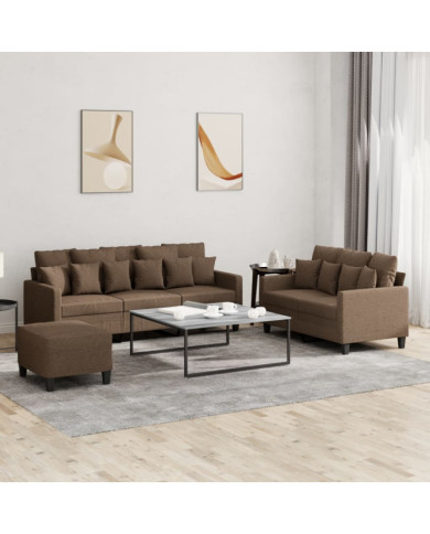 Ensemble de canapés 3 pcs avec coussins Marron Tissu | Mobilier & Déco