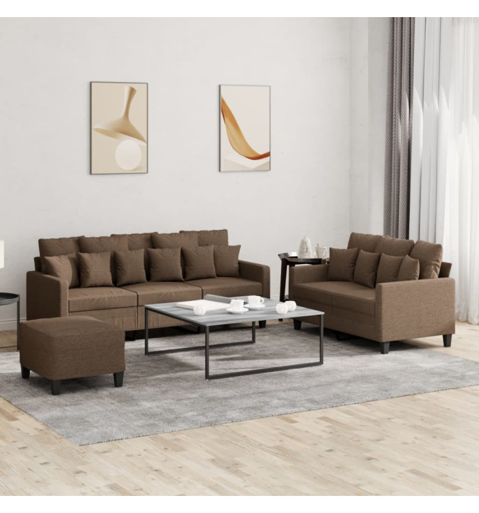 Ensemble de canapés 3 pcs avec coussins Marron Tissu | Mobilier & Déco