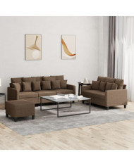 Ensemble de canapés 3 pcs avec coussins Marron Tissu | Mobilier & Déco