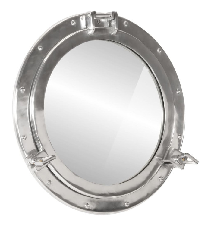Miroir en forme de hublot mural Ø50 cm aluminium et verre | Mobilier & Déco
