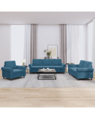 Ensemble de canapés 3 pcs avec coussins Bleu Velours | Mobilier & Déco