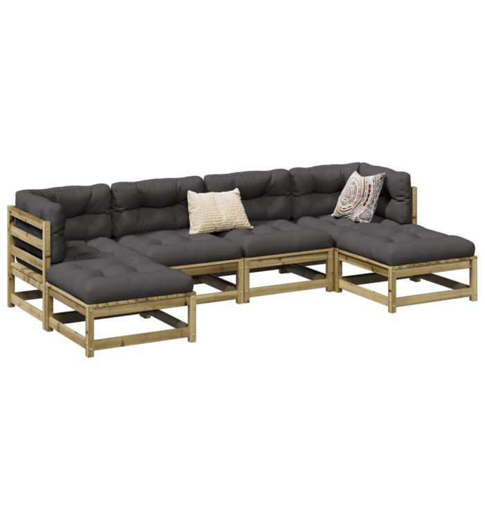 Salon de jardin 6 pcs bois de pin imprégné | Mobilier & Déco