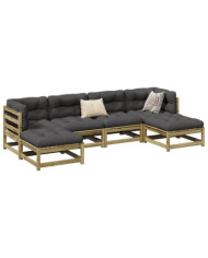 Salon de jardin 6 pcs bois de pin imprégné | Mobilier & Déco