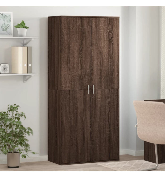 Armoire à chaussures chêne marron 80x39x178cm bois d'ingénierie | Mobilier & Déco