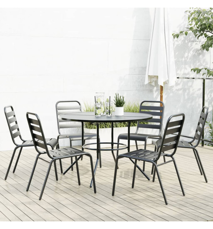 Ensemble de chaises de jardin empilables 7 pcs anthracite | Mobilier & Déco