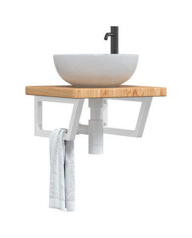 Étagère de vasque murale acier et bois de chêne massif | Mobilier & Déco