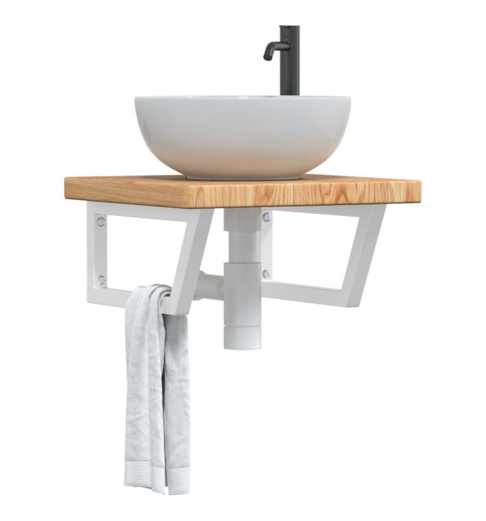 Étagère de vasque murale acier et bois de chêne massif | Mobilier & Déco