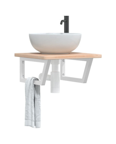 Étagère de vasque murale acier et bois de chêne massif | Mobilier & Déco