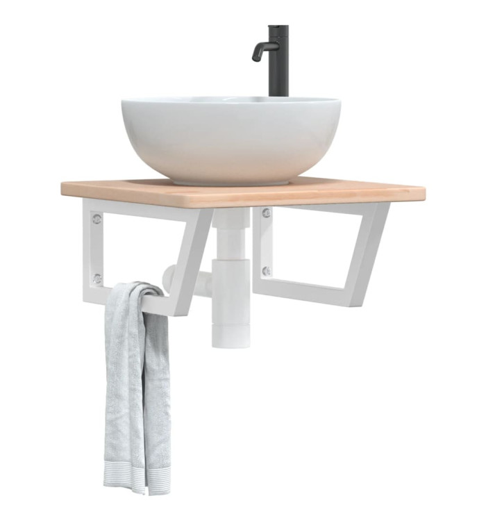 Étagère de vasque murale acier et bois de chêne massif | Mobilier & Déco