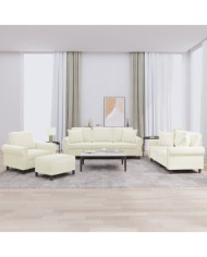 Ensemble de canapés 4 pcs avec coussins crème velours | Mobilier & Déco