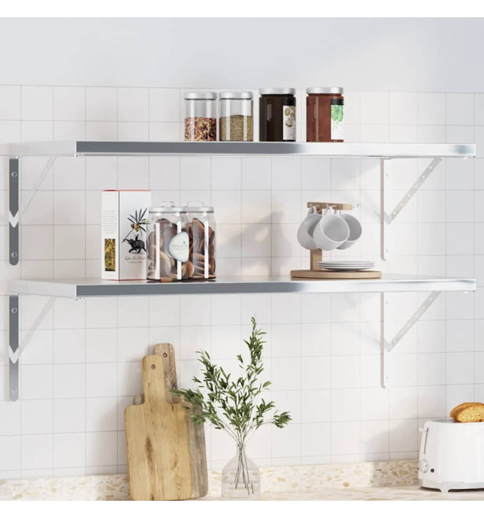 Supports d'étagères 4 pcs 40x2,5x25 cm argenté acier inoxydable | Mobilier & Déco