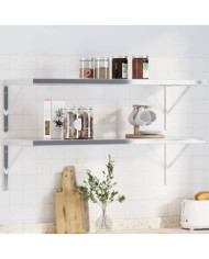 Supports d'étagères 4 pcs 40x2,5x25 cm argenté acier inoxydable | Mobilier & Déco
