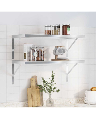 Étagères murales 2 pcs 75x40 cm argenté acier inoxydable | Mobilier & Déco