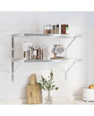 Étagères murales 2 pcs 75x40 cm argenté acier inoxydable | Mobilier & Déco