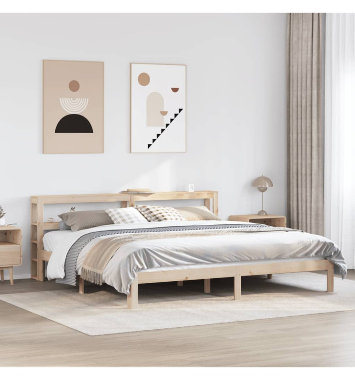 Cadre de lit avec tête de lit sans matelas 200x200 cm | Mobilier & Déco