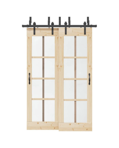 Kit de quincaillerie de porte coulissante 152,5 cm acier noir | Mobilier & Déco