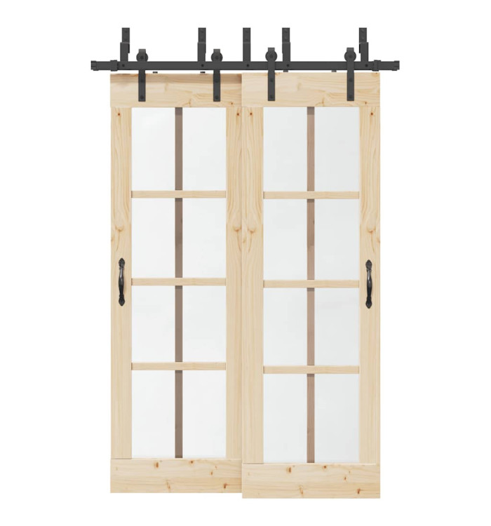 Kit de quincaillerie de porte coulissante 152,5 cm acier noir | Mobilier & Déco