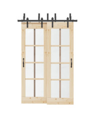 Kit de quincaillerie de porte coulissante 152,5 cm acier noir | Mobilier & Déco