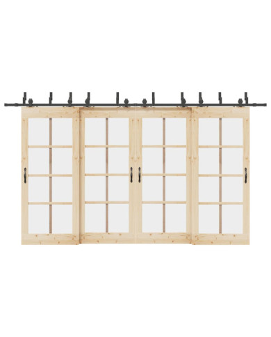 Kit de quincaillerie de porte coulissante 400 cm acier noir | Mobilier & Déco
