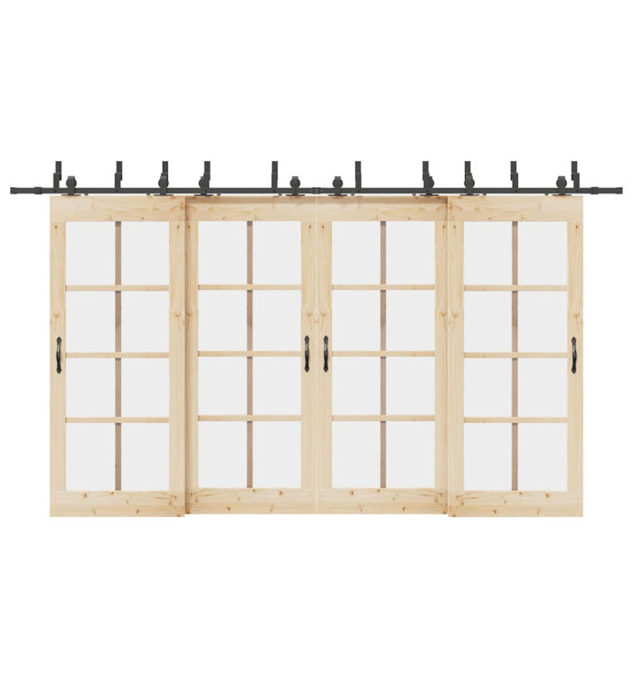 Kit de quincaillerie de porte coulissante 400 cm acier noir | Mobilier & Déco